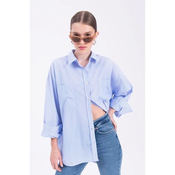 BSL Mavi Key Anny Stripe Oversized Shirt Size S - Picture 1 of 10